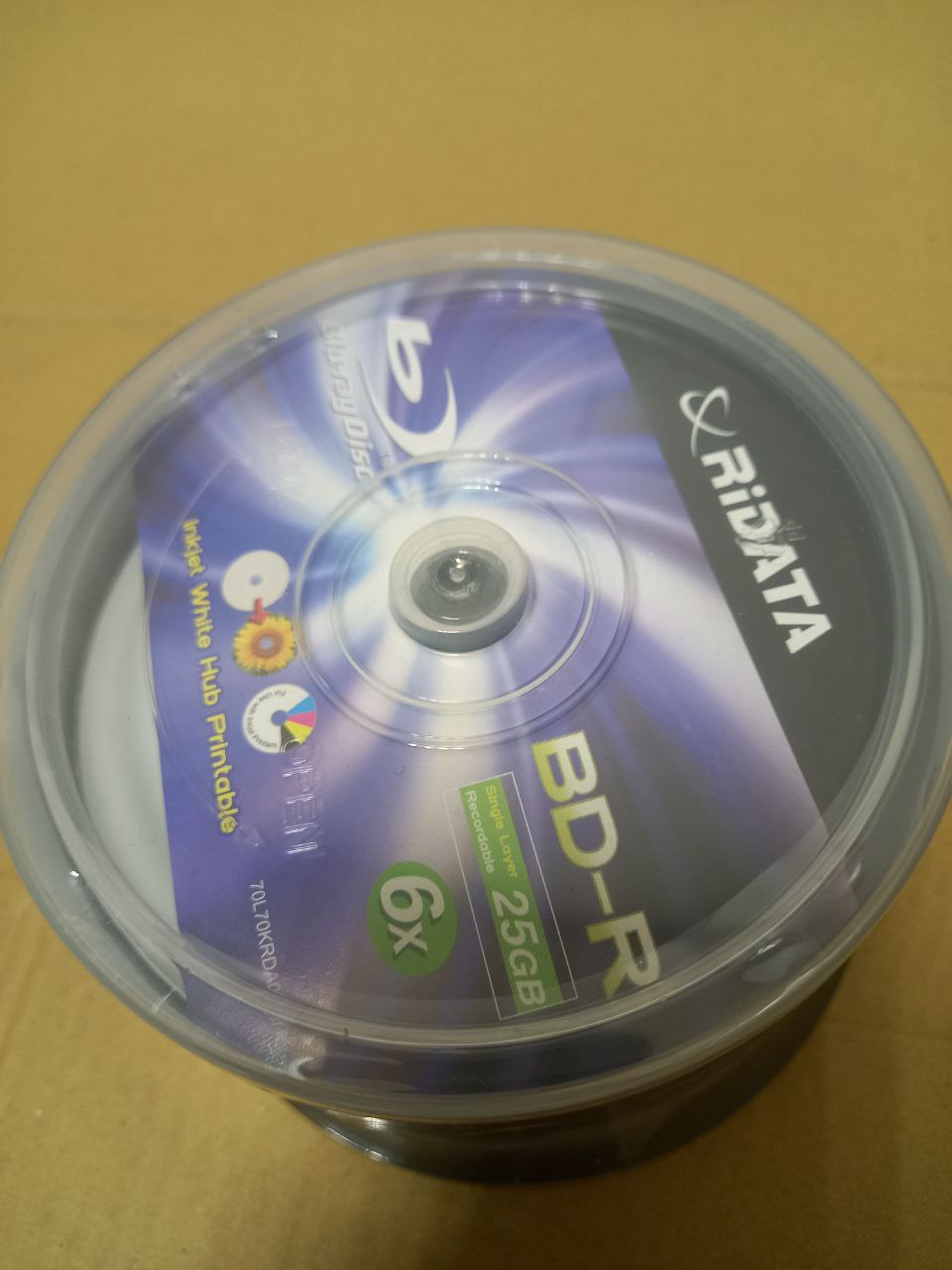 BD-R диск 25Gb DL, 6х, RIDATA, 50 дисков