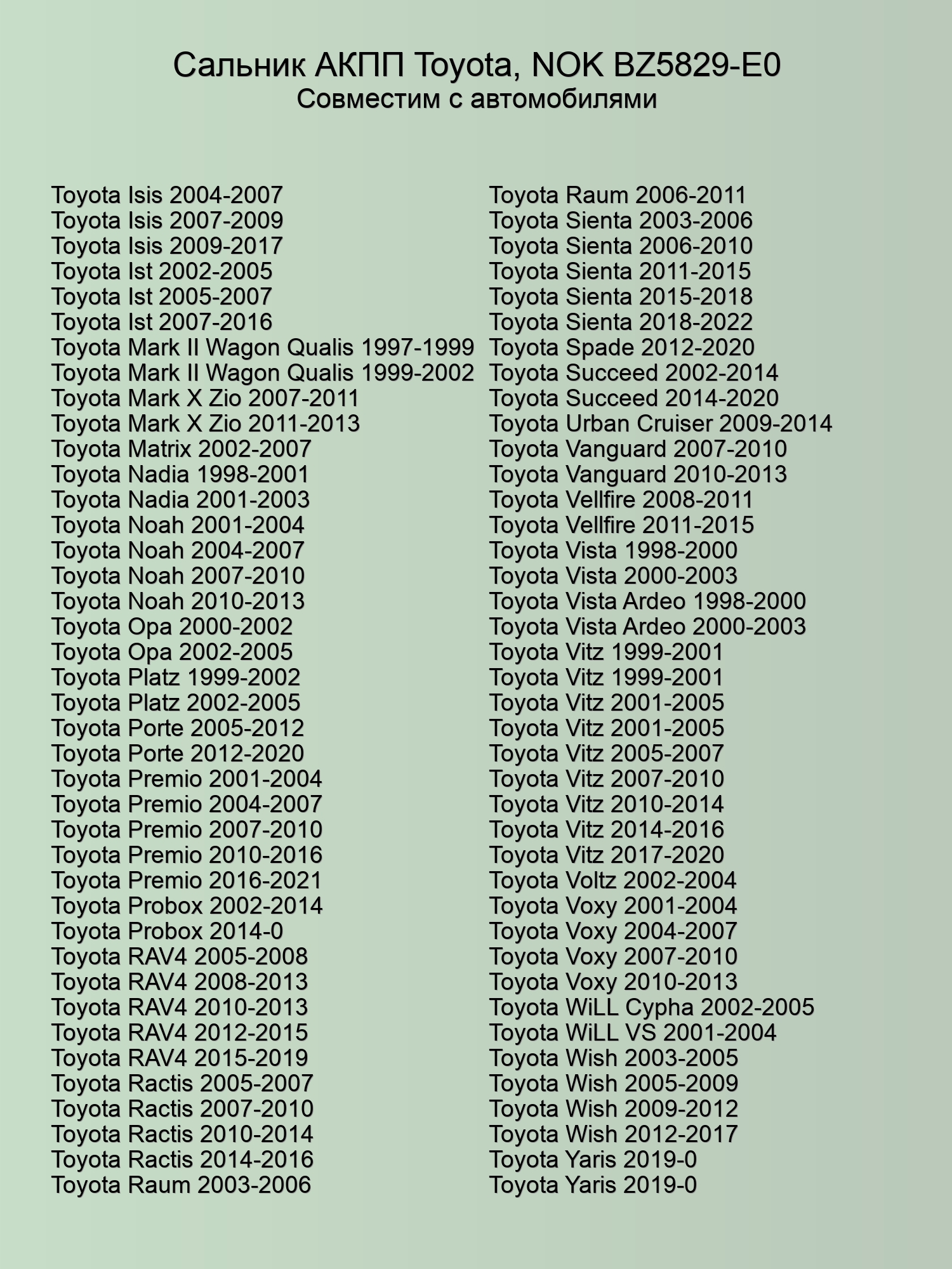 Сальник АКПП Toyota, NOK BZ5829-E0